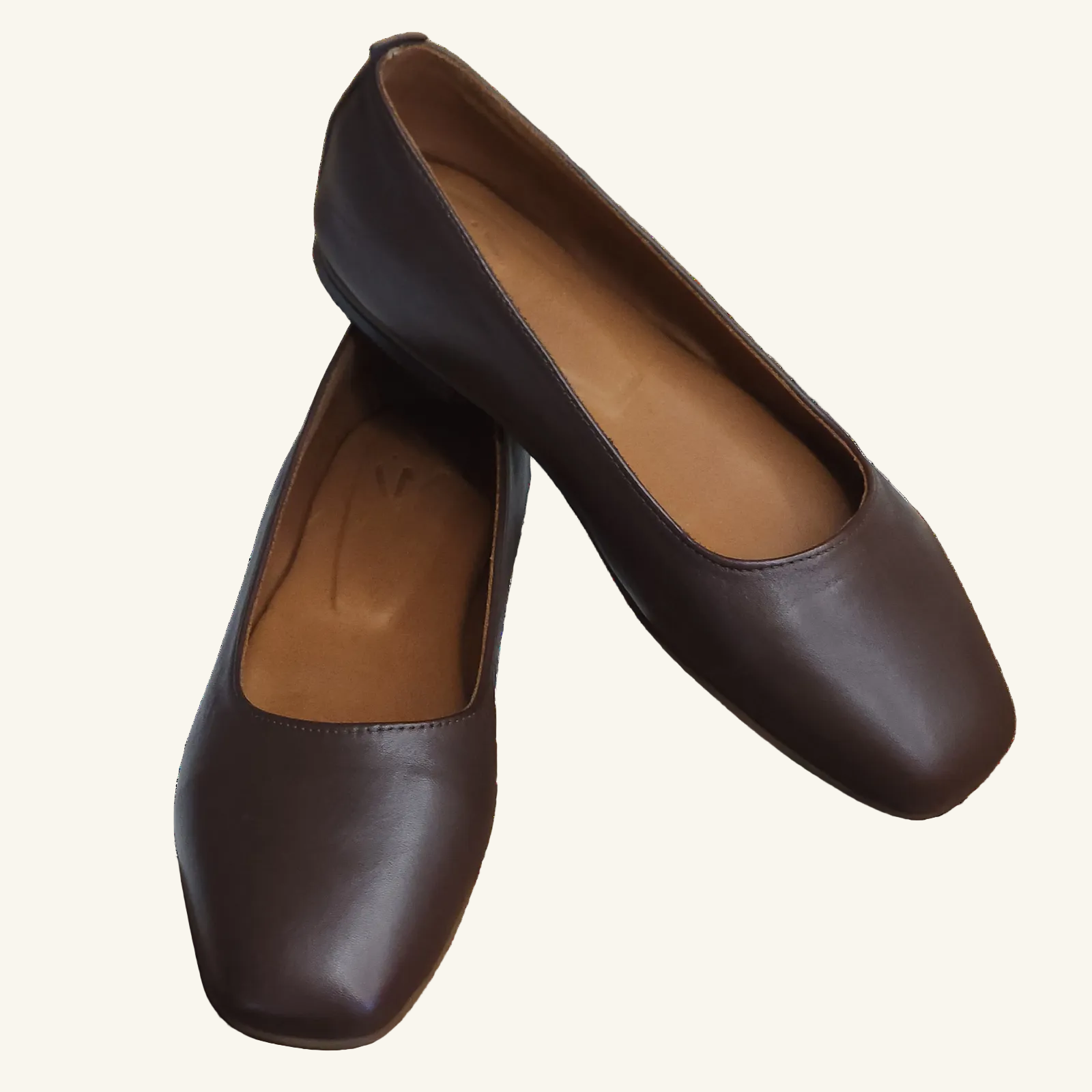 LÍNEA 01 - Square-Toe Ballet Flats - Brown Main image