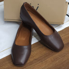 LÍNEA 01 - Square-Toe Ballet Flats - Brown
