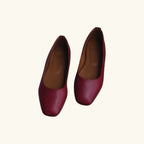 LÍNEA 01 - Square-Toe Ballet Flats - Burgundy