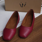 LÍNEA 01 - Square-Toe Ballet Flats - Burgundy